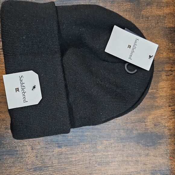 Saddlebred Cuffed Knit Beanie Hat NWT Mens Black One Size - Picture 1 of 3